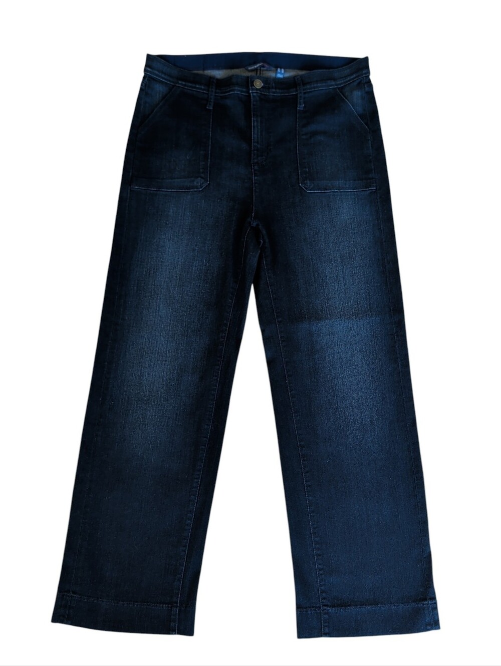 Isaac Mizrahi Live! High Rise Denim Trouser Jeans Patch Pockets 18W-R Dk Indigo